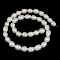 Perlas Arroz Freshwater, Perlas cultivadas de agua dulce, natural, Blanco, 9-10mm, agujero:aproximado 2mm, longitud:aproximado 15 Inch, Vendido por Sarta