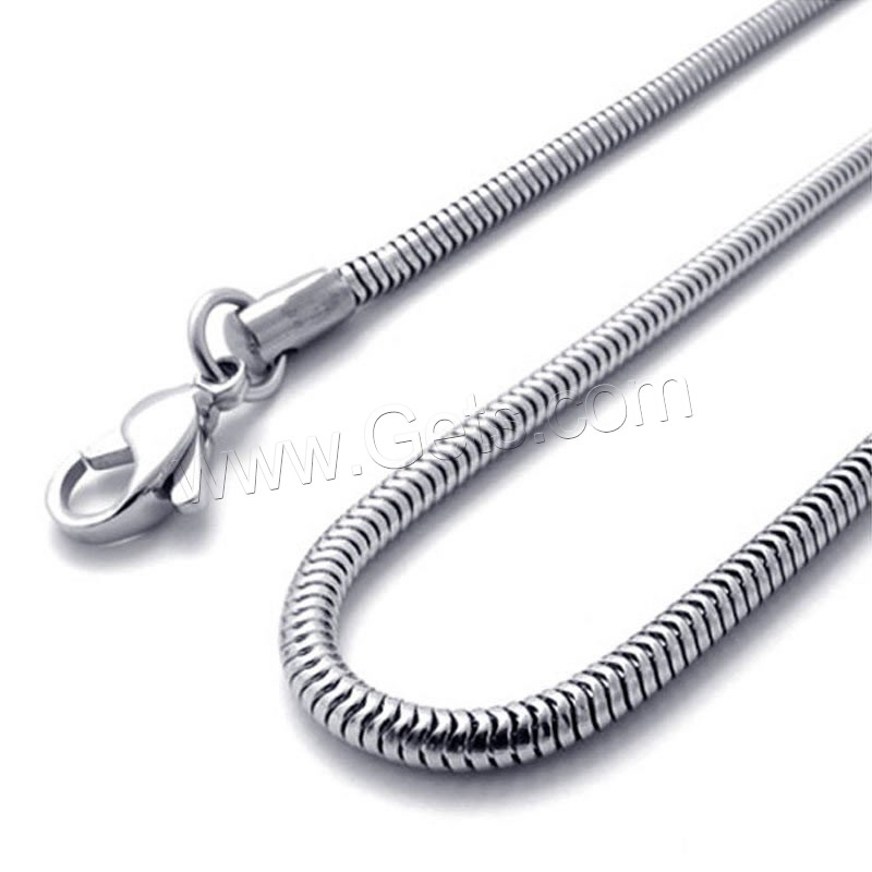 Collar de cadena de acero inoxidable, diverso tamaño para la opción & cadena de la serpiente, color original, longitud:aproximado 17.5 Inch, Vendido por Sarta