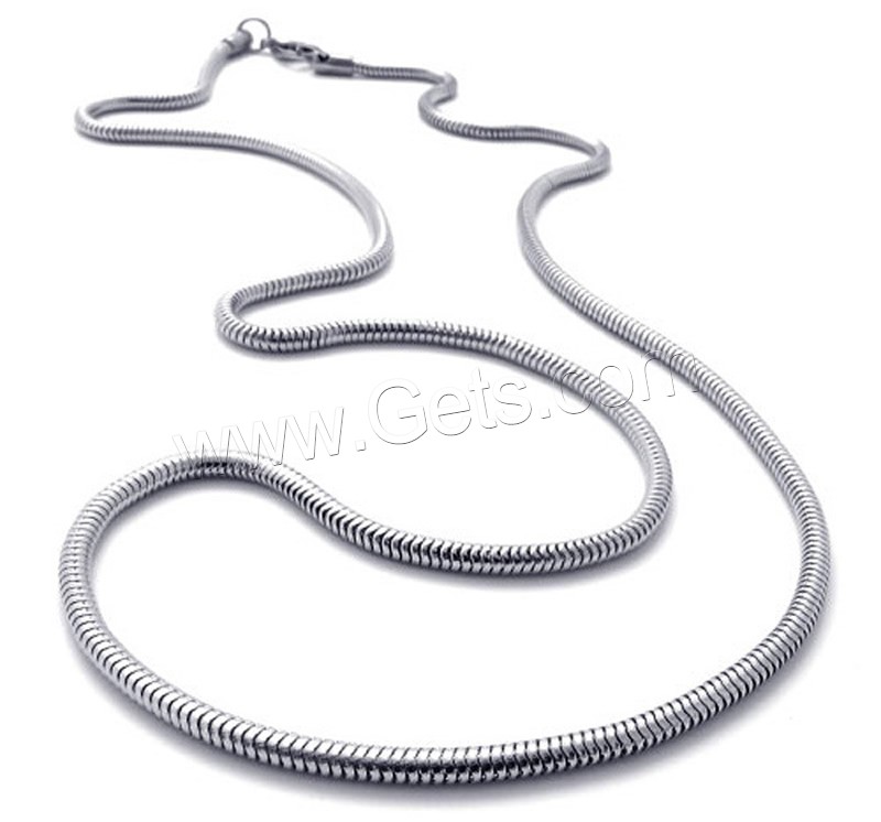 collier de chaîne en inox , acier inoxydable, normes différentes pour le choix & chaîne serpent, couleur originale, Longueur:Environ 17.5 pouce, Vendu par brin