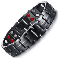Stainless Steel Healing Bracelets, with Magnetic Hematite, black ionic, hygienical & anti-fatigue & for man, 15mm Approx 8.7 Inch 