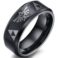Нержавеющая сталь Человек палец кольцо, нержавеющая сталь, вакуумной металлизации черный, разный размер для выбора & Матовый металлический эффект & Мужский, 8mm, продается PC