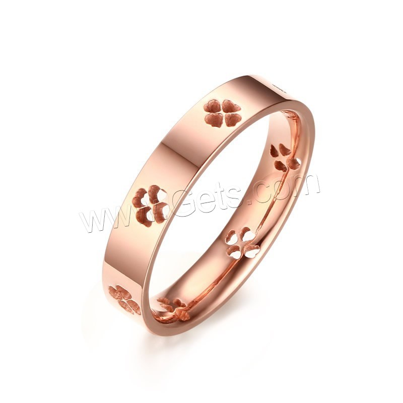 Stainless Steel Finger Ring, real rose gold plated, different size for choice & for woman, 4mm, Sold By PC