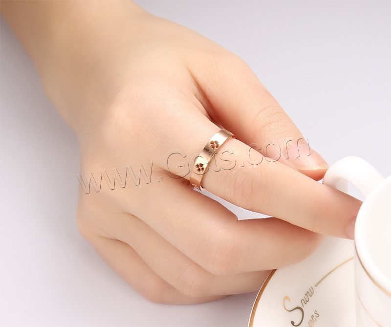 Stainless Steel Finger Ring, real rose gold plated, different size for choice & for woman, 4mm, Sold By PC