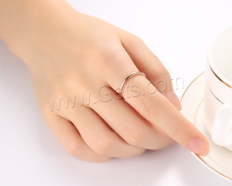 Stainless Steel Finger Ring, real rose gold plated, different size for choice & for woman, 1.5mm, Sold By PC