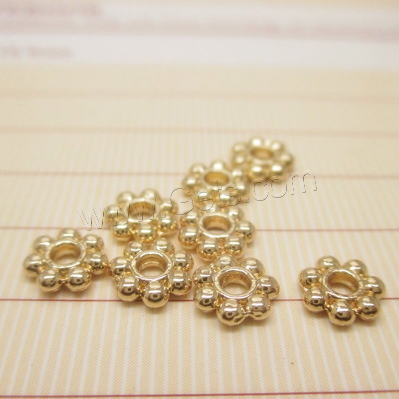 Entretoise de perles en laiton, fleur, Plaqué d'or 24K, normes différentes pour le choix, sans plomb et cadmium, Trou:Environ 1-2mm, Vendu par PC