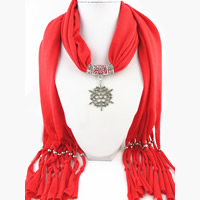 Fashion Scarf, Polyester, with Zinc Alloy, Snowflake, plated, Christmas jewelry & for woman 