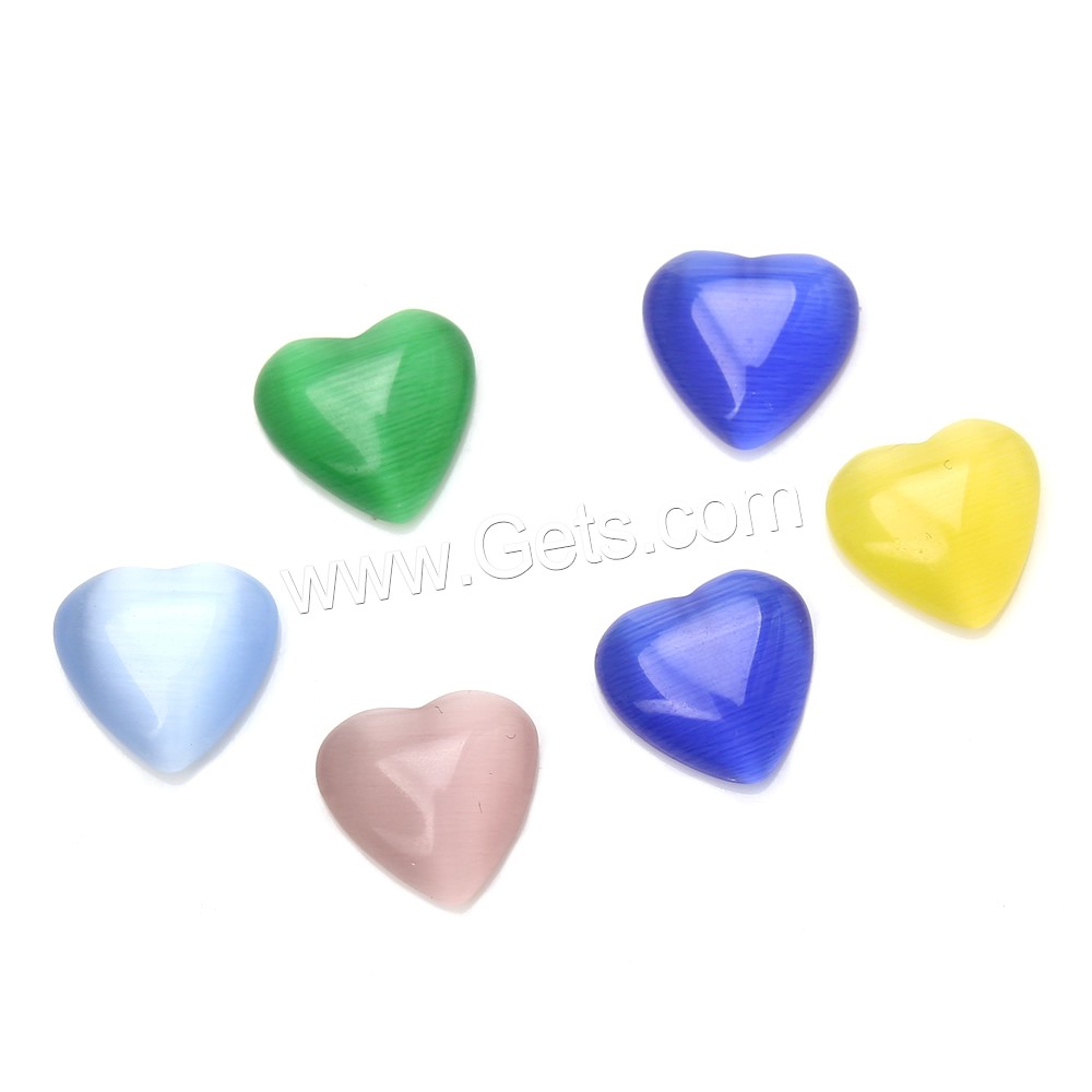 Cats Eye Cabochons, Heart, different size for choice & flat back, more colors for choice, 1000PCs/Bag, Sold By Bag
