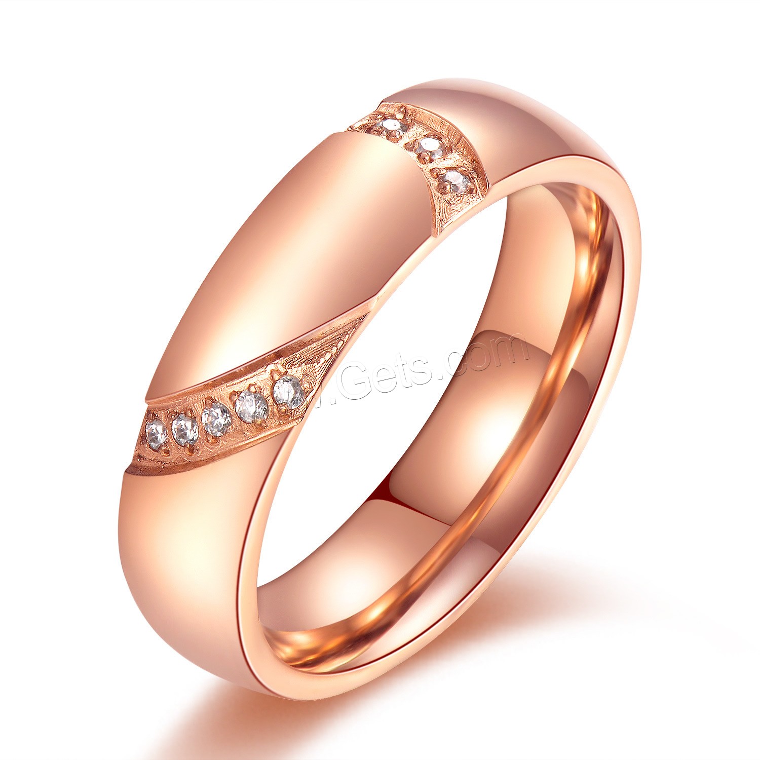 Stainless Steel Finger Ring, rose gold color plated, different size for choice & micro pave cubic zirconia & for woman, 3mm, Sold By PC