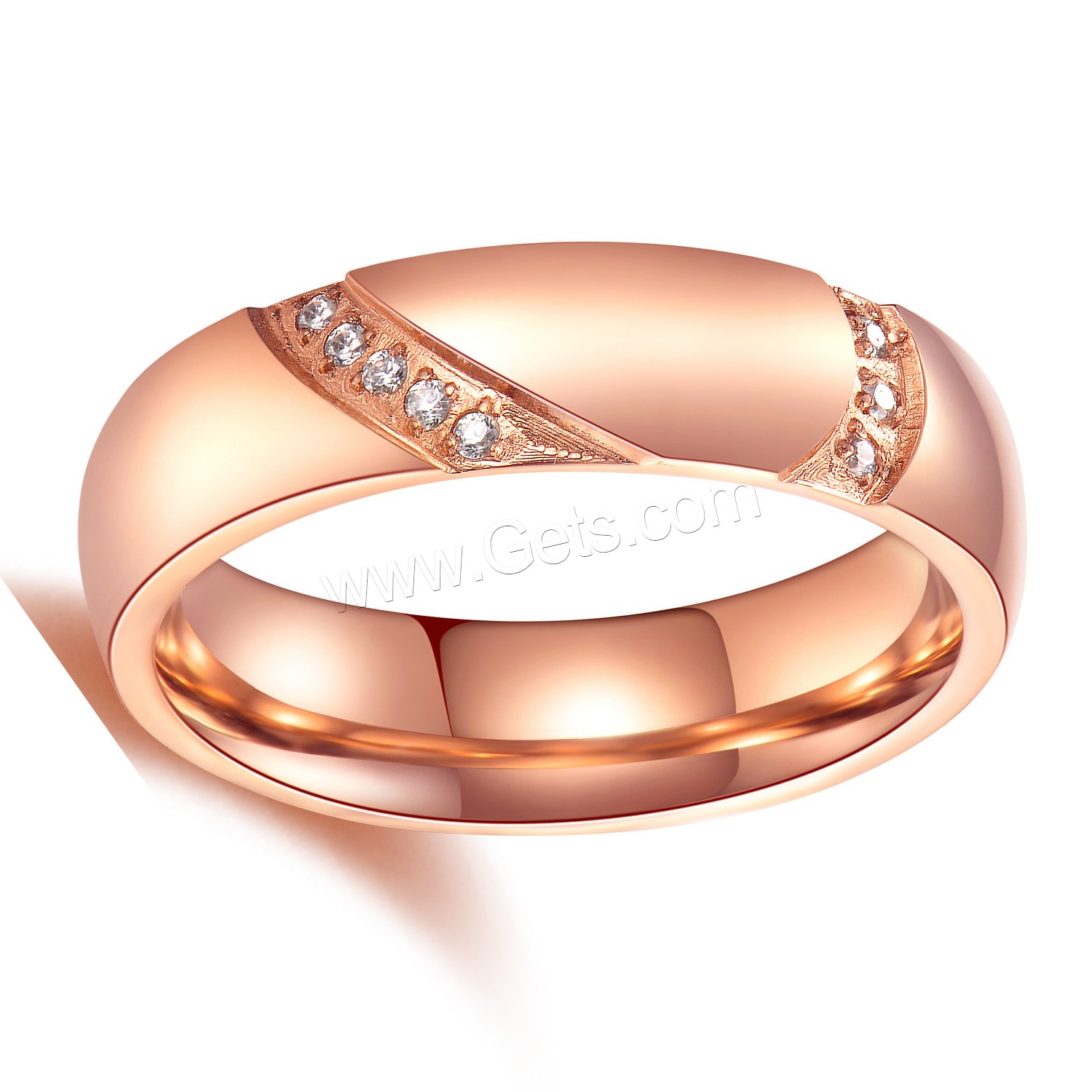 Stainless Steel Finger Ring, rose gold color plated, different size for choice & micro pave cubic zirconia & for woman, 3mm, Sold By PC