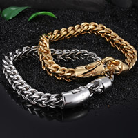Men Bracelet, Stainless Steel, plated, curb chain & for man 8mm Approx 8.6 Inch 