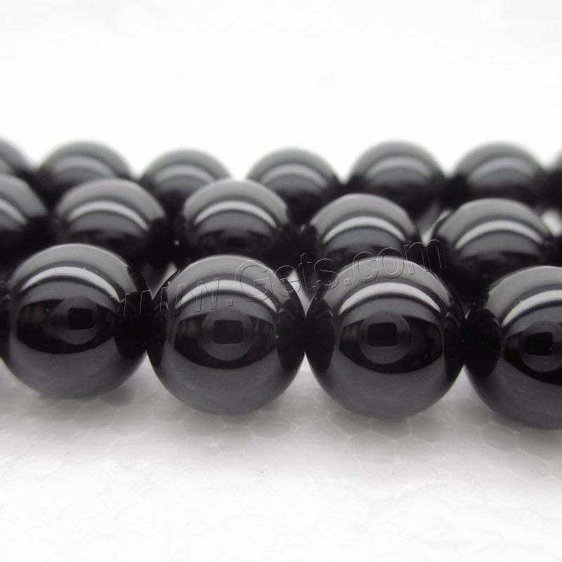 Natural Black Agate Beads, Round, different size for choice, Hole:Approx 1-2mm, Length:Approx 15.35 Inch, Sold By Strand