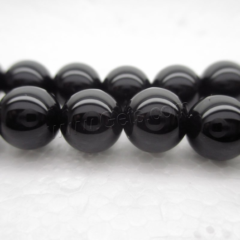 Natural Black Agate Beads, Round, different size for choice, Hole:Approx 1-2mm, Length:Approx 15.35 Inch, Sold By Strand