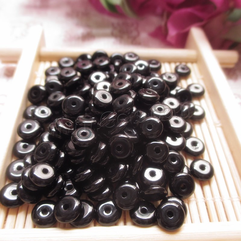 Perles Agates Noires naturelles, agate noire, Plat rond, normes différentes pour le choix, Trou:Environ 1-2mm, Vendu par PC