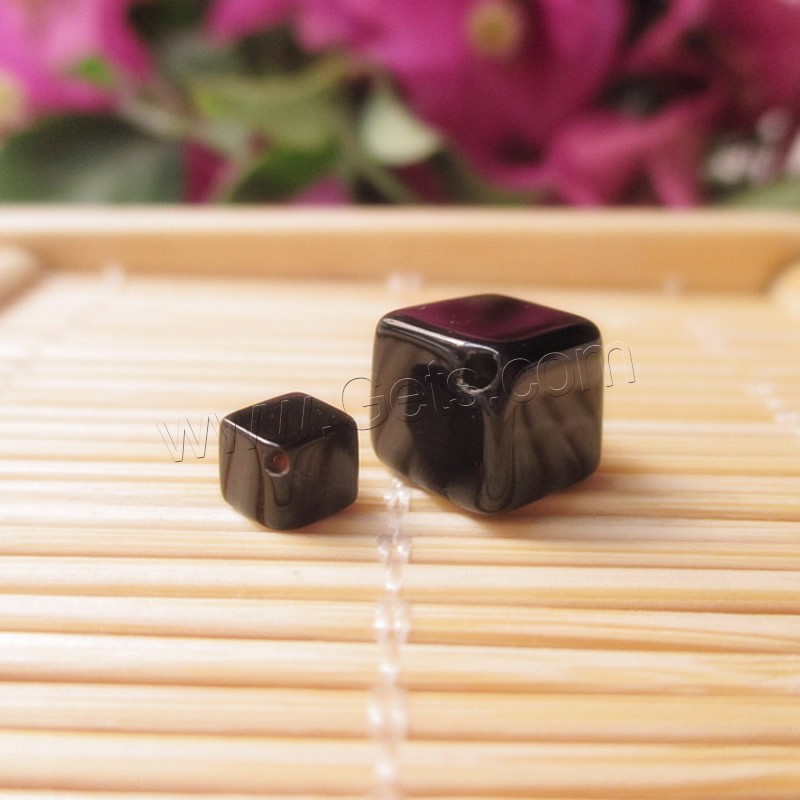 Natural Black Agate Beads, Square, different size for choice, Hole:Approx 1-2mm, Sold By PC
