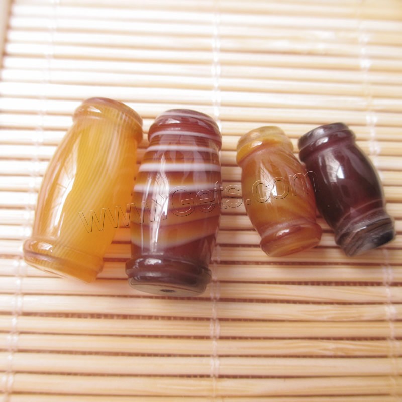 Natürliche Streifen Achat Perlen, Trommel, verschiedene Größen vorhanden, Bohrung:ca. 1-2mm, verkauft von PC