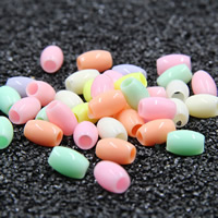 Solide Acryl Perlen, Trommel, großes Loch & Volltonfarbe, gemischte Farben, 12mm, Bohrung:ca. 4mm, 500G/Tasche, verkauft von Tasche