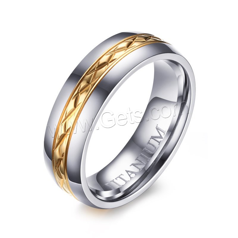 Stainless Steel Finger Ring, Pure Titanium, different size for choice & with letter pattern & for woman & two tone, 6mm, Sold By PC
