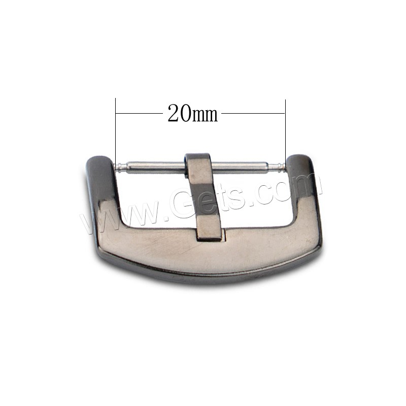 201 Stainless Steel Pin Buckle, black ionic, different size for choice, 20mm, Sold By PC