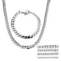 Refine Stainless Steel Jewelry Sets, bracelet & necklace & curb chain, original color Approx 24 Inch, Approx 8 Inch 