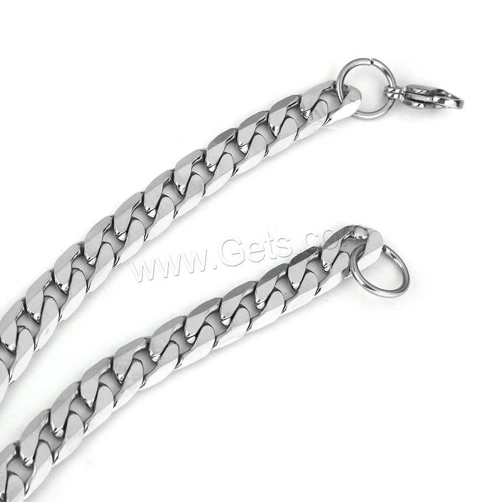 Refine Stainless Steel Jewelry Sets, bracelet & necklace, different size for choice & curb chain, original color, Length:Approx 24 Inch, Approx 8 Inch, Sold By Set