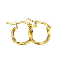 Edelstahl Hoop Ohrringe, goldfarben plattiert, 17x15x2mm, verkauft von Paar