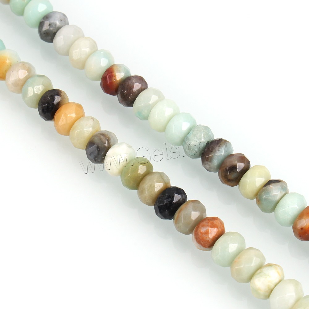 Amazonit Perlen, Rondell, natürlich, verschiedene Größen vorhanden & facettierte, Bohrung:ca. 1-2mm, Länge:ca. 15.5 ZollInch, verkauft von Strang