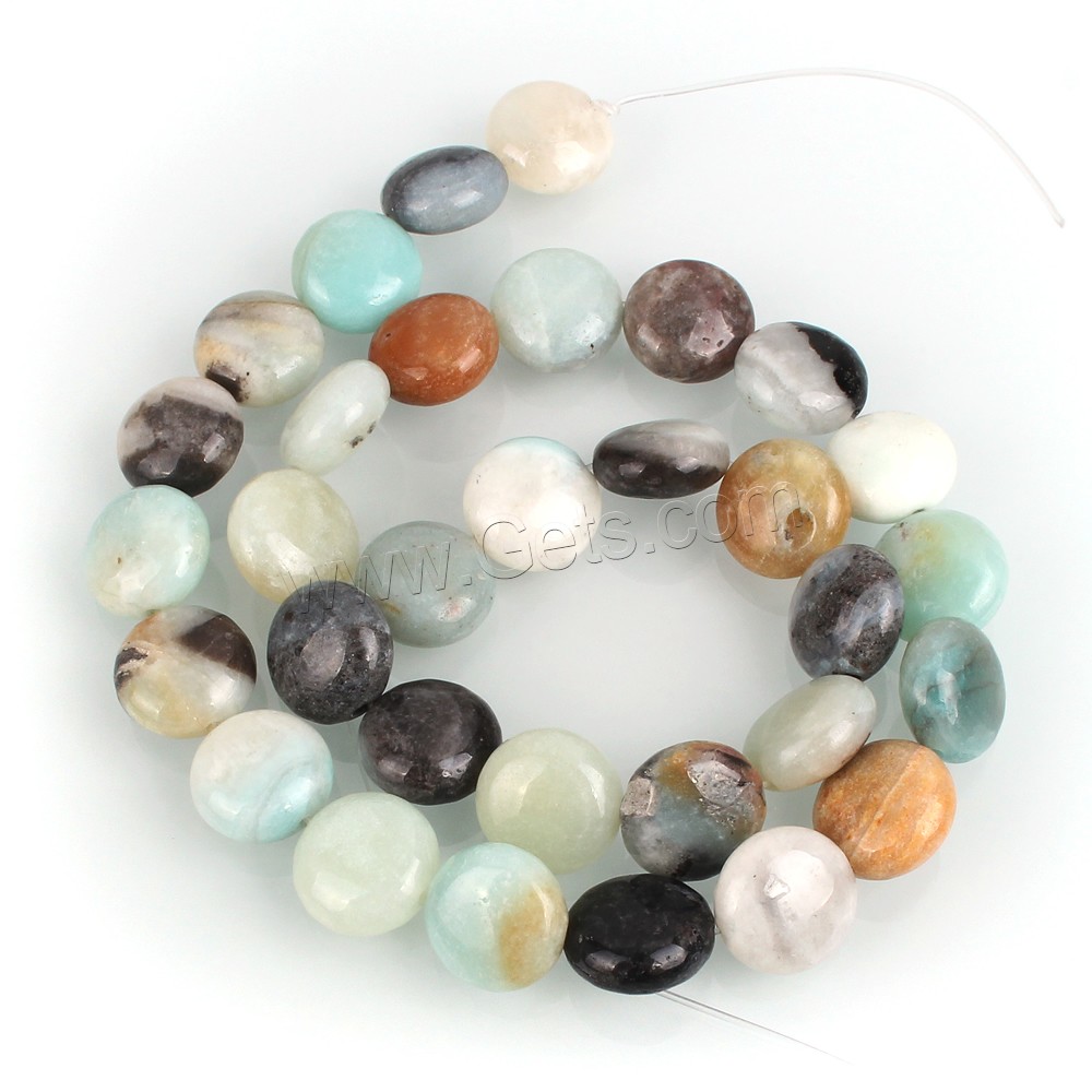 Amazonit Perlen, flache Runde, natürlich, verschiedene Größen vorhanden, Bohrung:ca. 0.8-1mm, Länge:ca. 15.5 ZollInch, verkauft von Strang