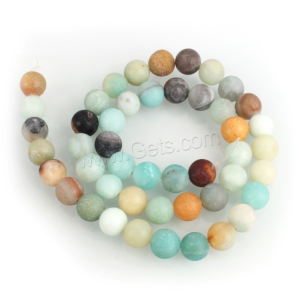 Amazonit Perlen, rund, natürlich, verschiedene Größen vorhanden & satiniert, Bohrung:ca. 1-1.5mm, Länge:ca. 15.5 ZollInch, verkauft von Strang