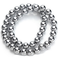 Non Magnetic Hematite Beads, Round, silver color plated Approx 1mm Approx 15.5 Inch 