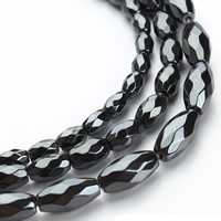 Non Magnetic Hematite Beads, Oval & faceted, black Approx 1mm Approx 15.5 Inch 