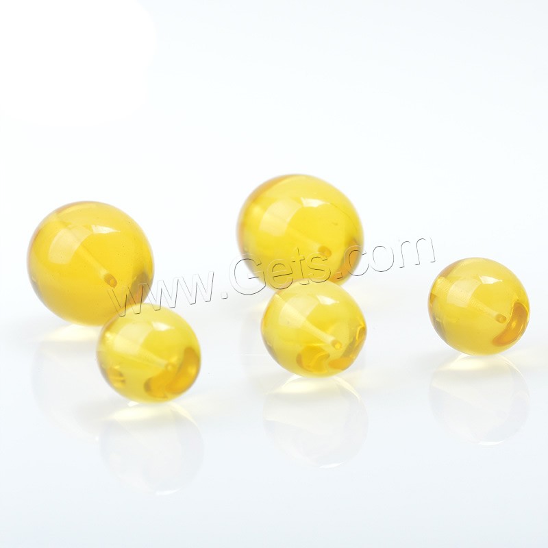 Янтарные шарики, Желтый Янтарь Балтики, Круглая, синтетический, разный размер для выбора, желтый, отверстие:Приблизительно 1mm, продается PC