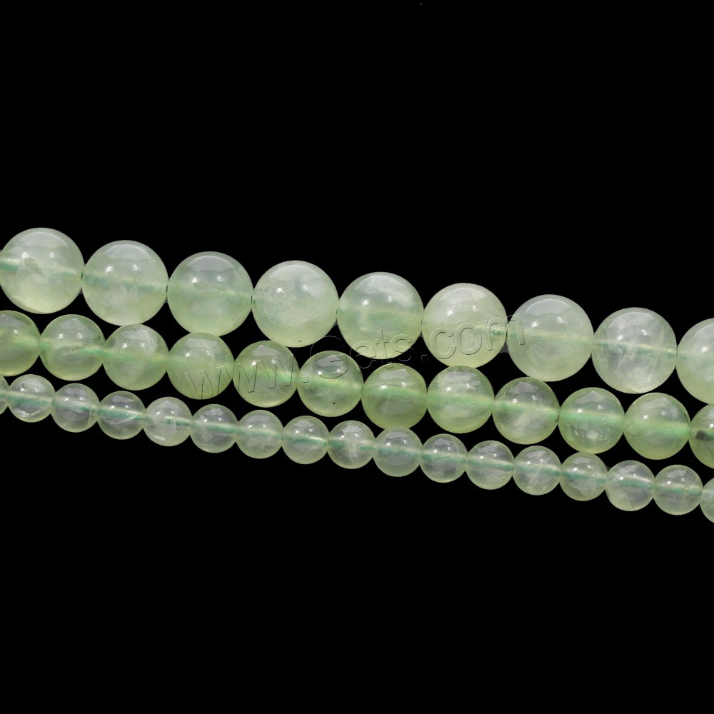 Prehnit Perle, rund, natürlich, verschiedene Größen vorhanden, Bohrung:ca. 1mm, Länge:ca. 15.5 ZollInch, verkauft von Strang