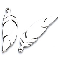 Stainless Steel Feather Pendant, original color Approx 2mm 