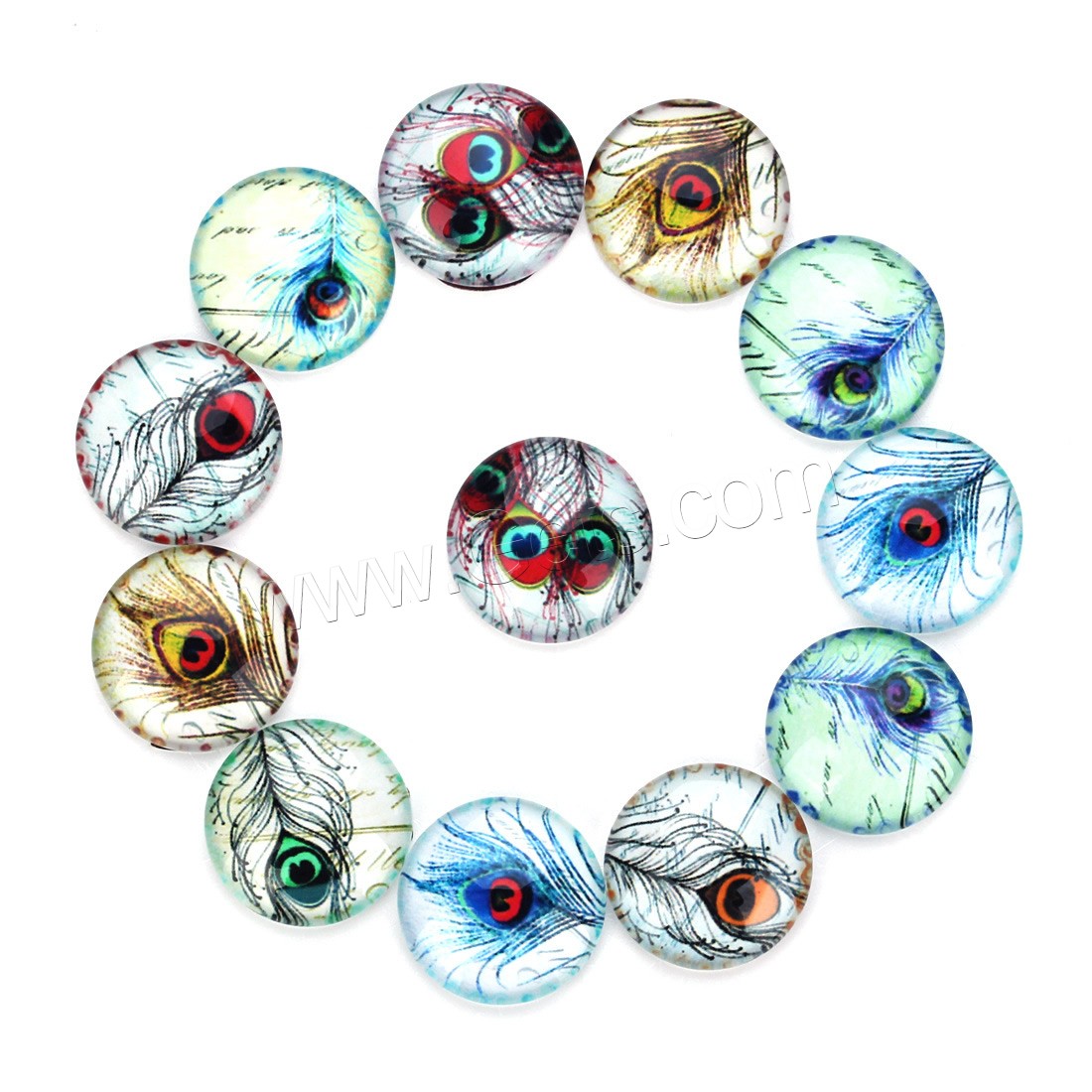 Time Gem Cabochon, Glass, Feather, time gem jewelry & mixed pattern & different size for choice & flat back & decal, 20PCs/Bag, Sold By Bag