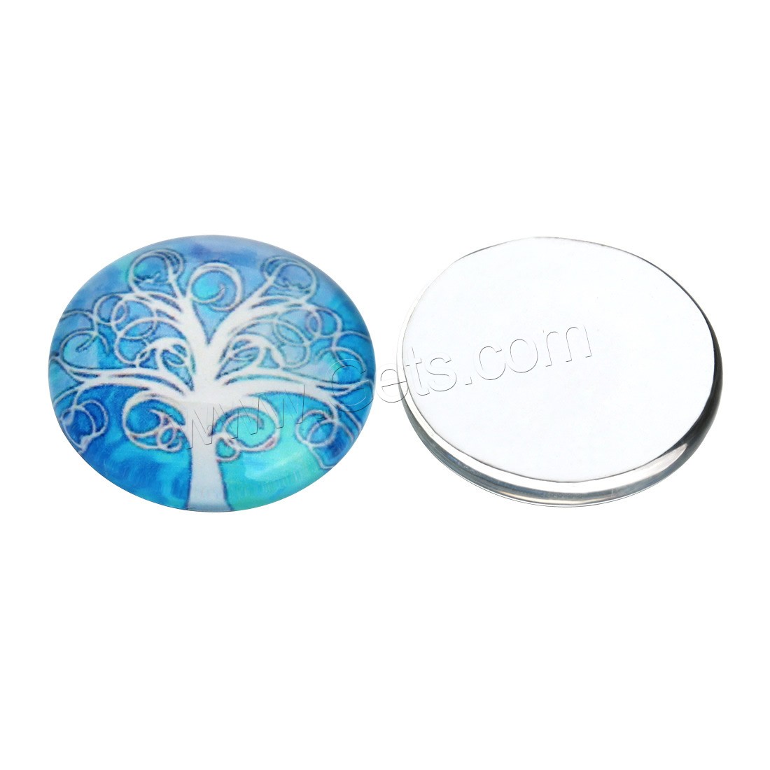 Time Gem Cabochon, Glass, Flat Round, tree of life design & time gem jewelry & mixed pattern & different size for choice & flat back & decal, 20PCs/Bag, Sold By Bag