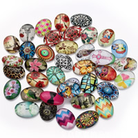 Time Gem Cabochon, Glass, Flat Oval, time gem jewelry & mixed pattern & flat back & decal 