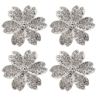 Zinc Alloy Spacer Bar, Flower, platinum color plated  & with rhinestone, lead & cadmium free, 45mm 