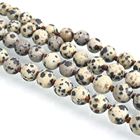 Dalmatinische Perlen, Dalmatiner, rund, natürlich, unterschiedliche Länge der Wahl & satiniert, 8mm, Bohrung:ca. 1mm, verkauft von Strang