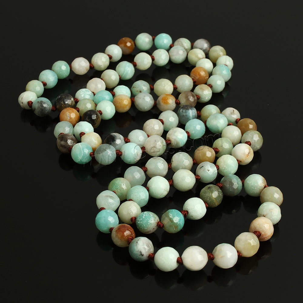 Perles amazonite, Rond, naturel, longueur différente pour le choix & facettes, 8mm, Trou:Environ 1mm, Vendu par brin