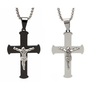 Titanium Steel Pendants, Crucifix Cross, plated, Christian Jewelry Approx 3-5mm 