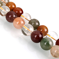 Rutilquarz Perlen, Rutilated Quarz, rund, natürlich, 10mm, Bohrung:ca. 1mm, Länge:ca. 16 ZollInch, ca. 40PCs/Strang, verkauft von Strang