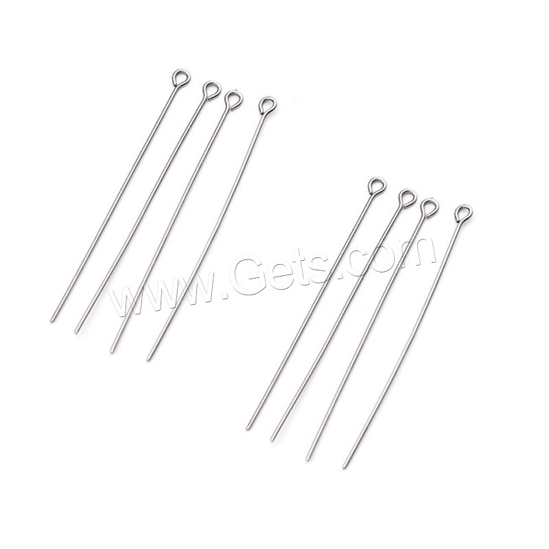 Stainless Steel Eyepins, different size for choice, original color, lead & cadmium free, Hole:Approx 1.5mm, 100PCs/Bag, Sold By Bag