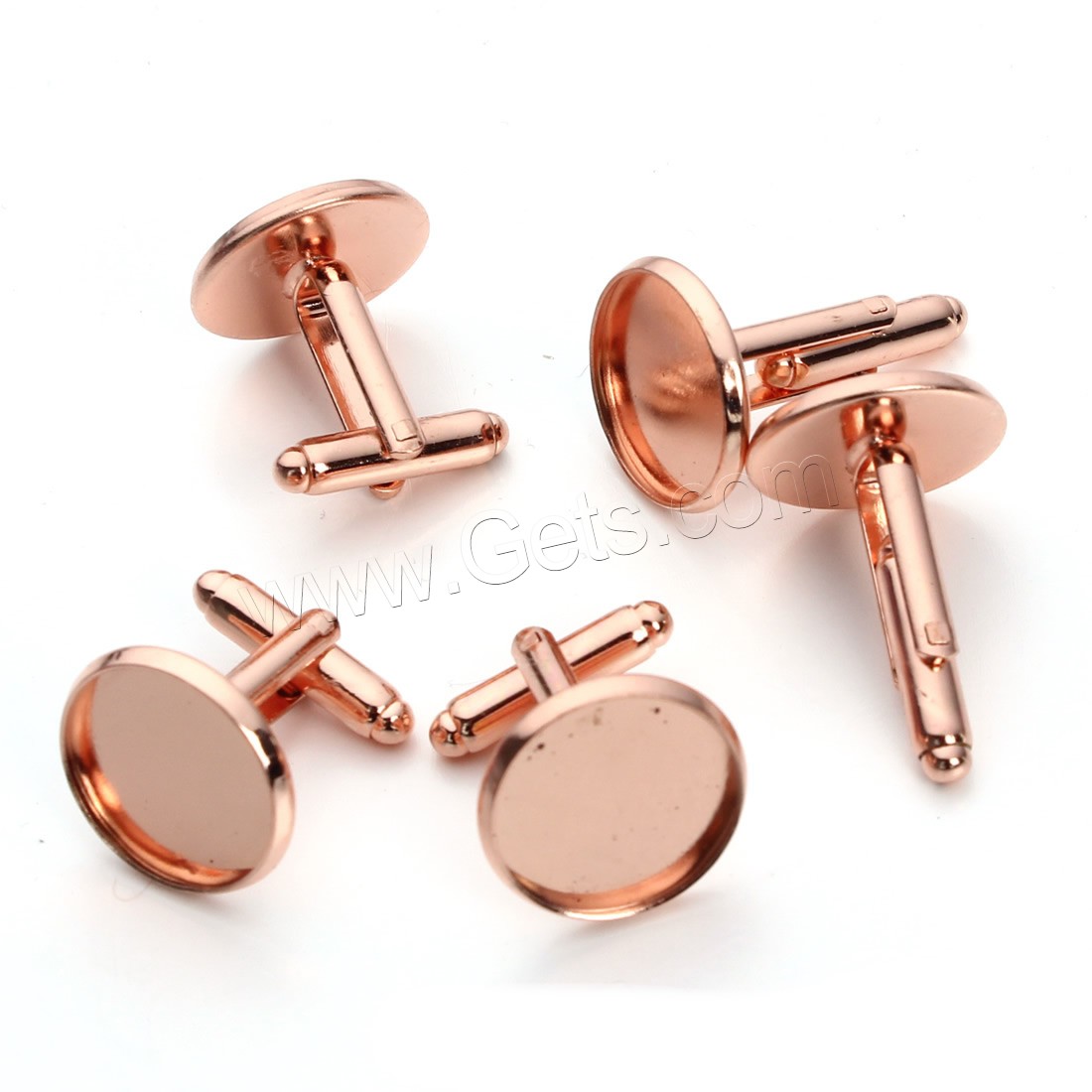 Cufflink Findings, Brass, Flat Round, rose gold color plated, different inner diameter for choice, nickel, lead & cadmium free, 14-30mm, 10PCs/Bag, Sold By Bag