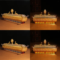 alliage de zinc Brûleur d'encens bouddhiste 8 symboles auspicieux, Placage de couleur d'or, imitation Cloisonné & bijoux bouddhiste & émail, plus de couleurs à choisir Vendu par PC