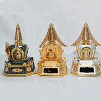 Buddhist Gift Decoration, Zinc Alloy, with Resin & ABS Plastic, Tower, gold color plated, Buddhist jewelry & solar powered 