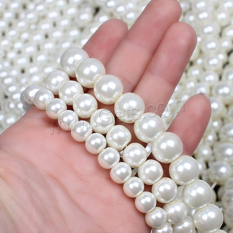 Glass Pearl Beads, Round, different size for choice, more colors for choice, Hole:Approx 1mm, Length:Approx 32 Inch, Sold By Strand