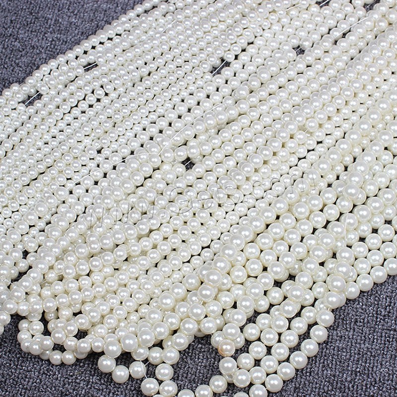 Glass Pearl Beads, Round, different size for choice, more colors for choice, Hole:Approx 1mm, Length:Approx 32 Inch, Sold By Strand