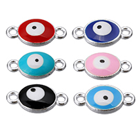 Evil Eye Jewelry Connector, Zinc Alloy, silver color plated, enamel & 1/1 loop Approx 1.7mm 