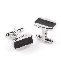 Zinc Alloy Cufflinks, Rectangle, silver color plated, for man & enamel, nickel, lead & cadmium free 