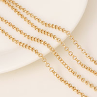 Chaine bijoux en laiton, Plaqué d'or 24K, chaîne Rolo Vendu par brin